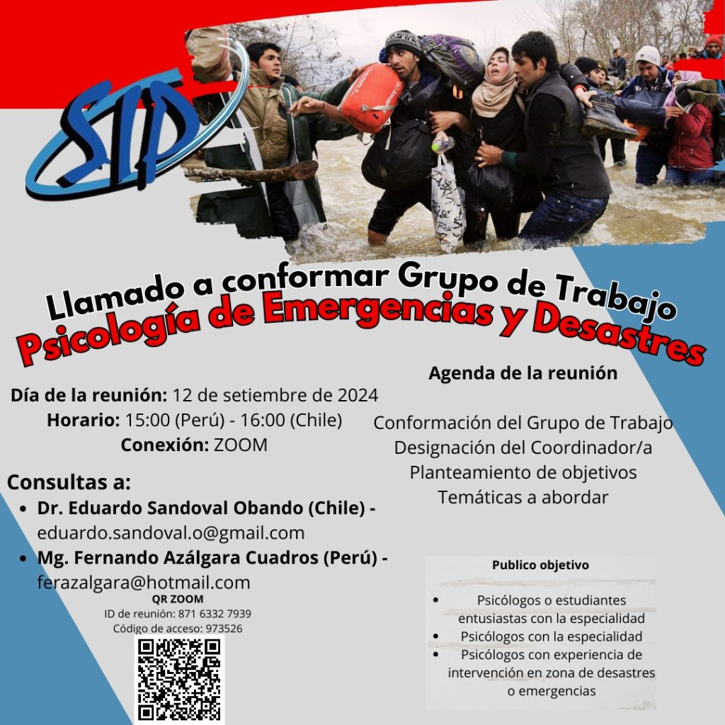 Día: jueves 12 de septiembre de 2024.
Hora: 15:00 de Perú – 16:00 de Chile
Información: Dr. Eduardo Sandoval Obando – Mg. Fernando Azálgara Cuadros
Contacto: eduardo.sandoval.o@gmail.com - ferazalgara@hotmail.com 
Enlace de la reunión: https://us02web.zoom.us/j/87163327939?pwd=3TxHosscSbEyN7qVyMRCFPtC7b35m8.1 
