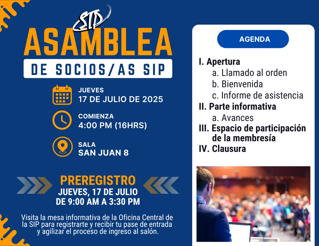 Invitación a la Asamblea Informativa de Socios y Socias de la SIP